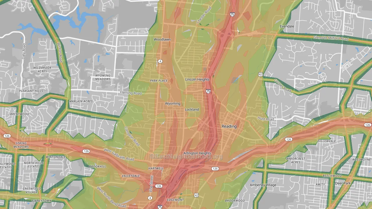 45215, OH Map of Noise Levels in 45215