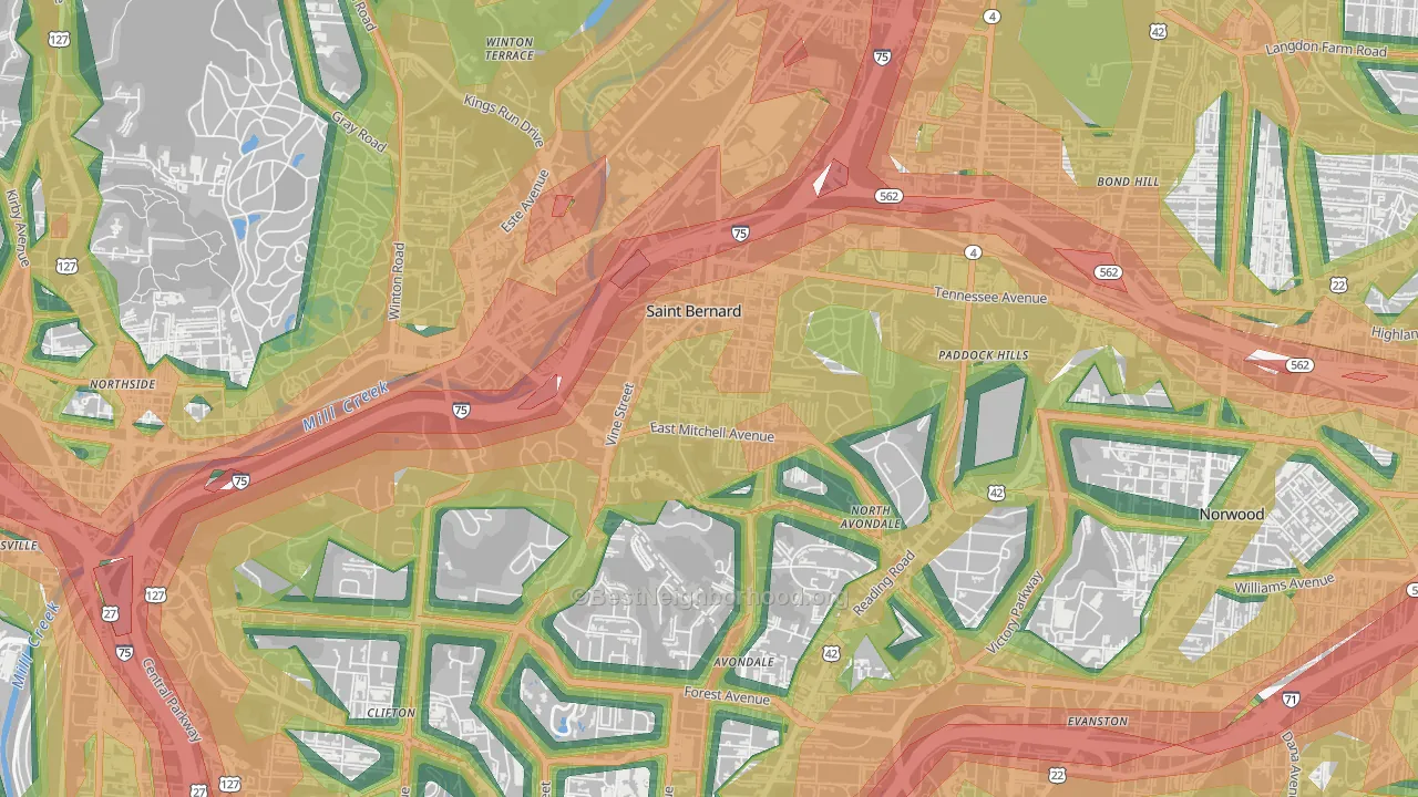 45217, OH Map of Noise Levels in 45217