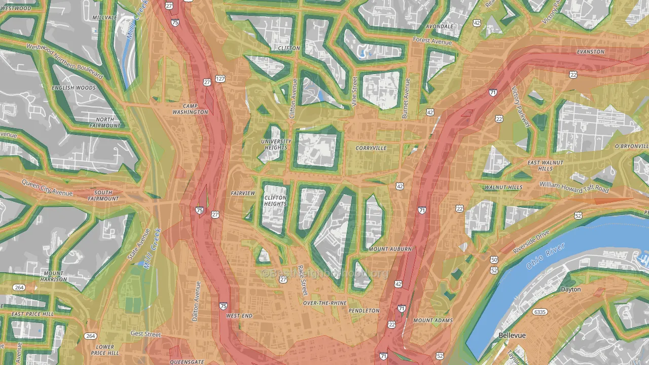 45219, OH Map of Noise Levels in 45219