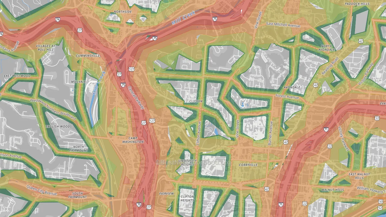 45220, OH Map of Noise Levels in 45220
