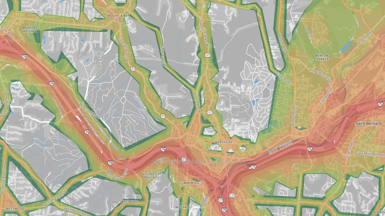 45223, OH Map of Noise Levels in 45223
