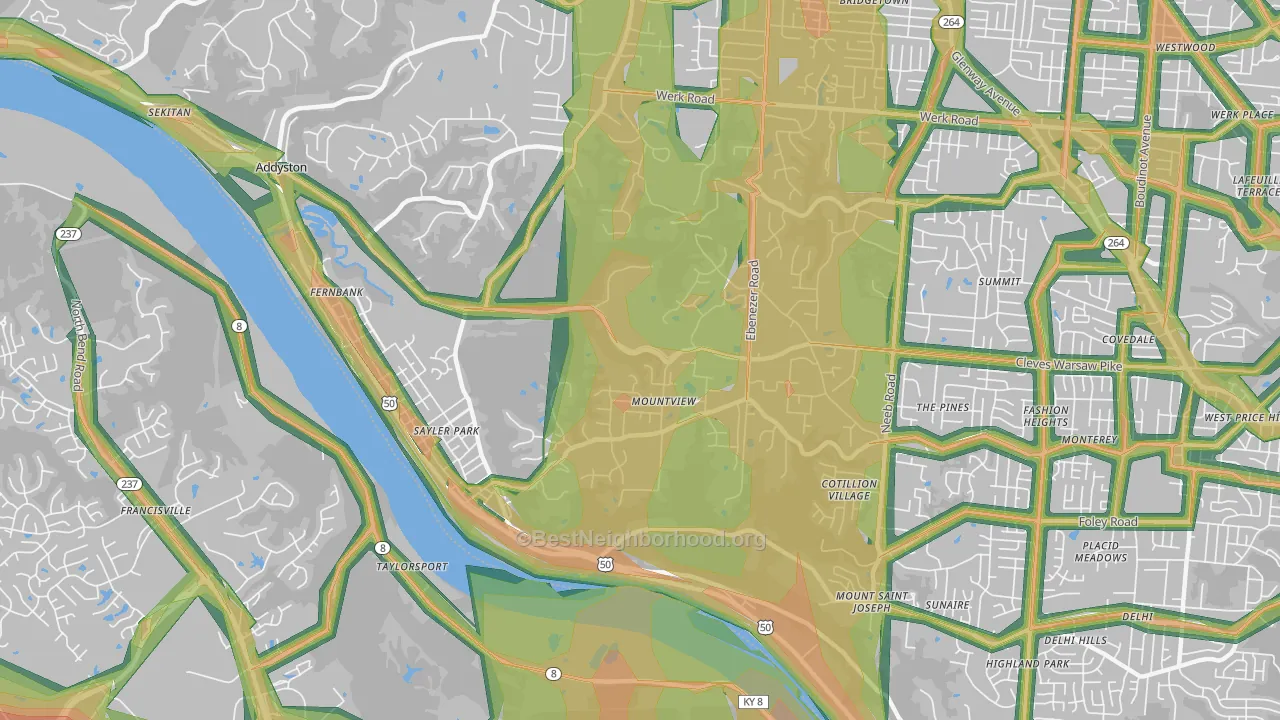 45233, OH Map of Noise Levels in 45233