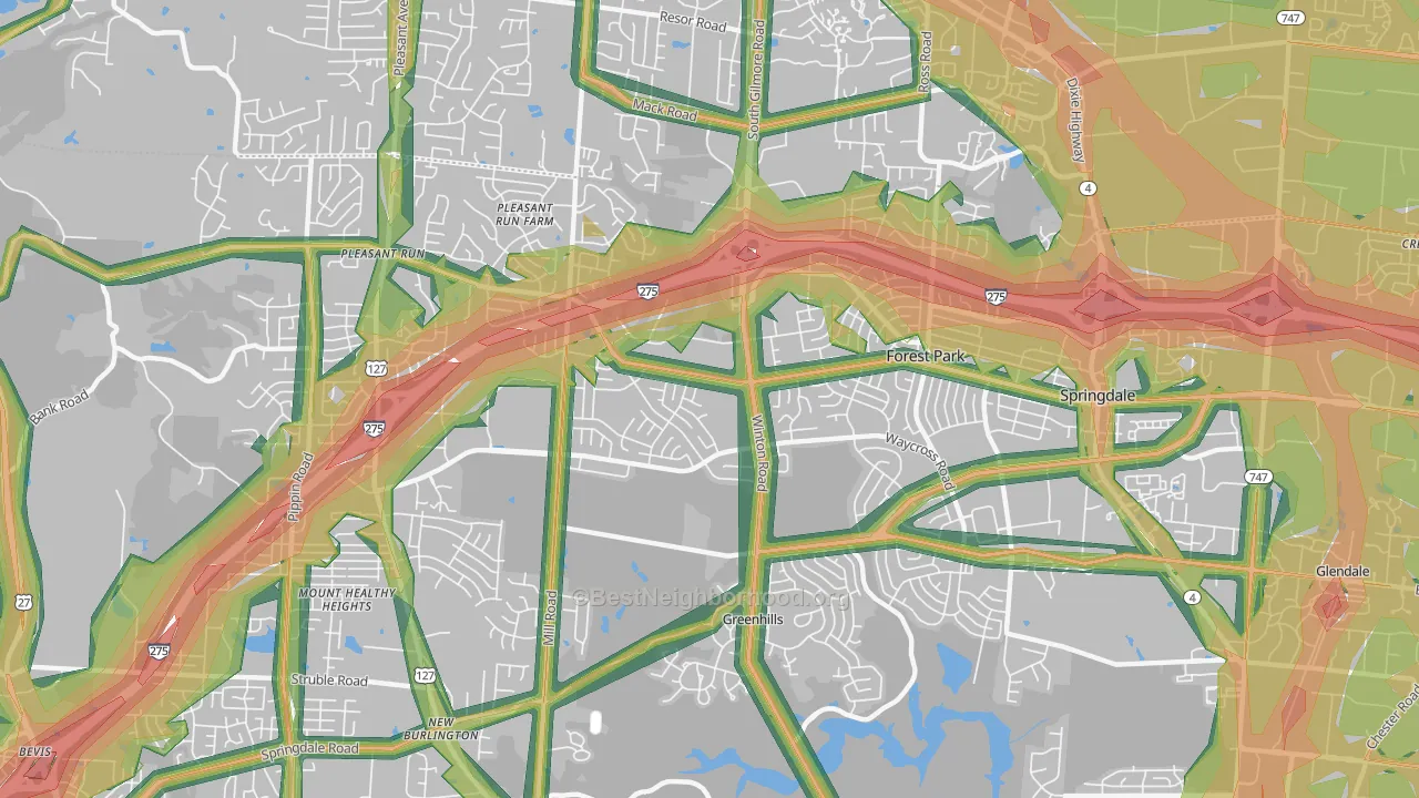 45240, OH Map of Noise Levels in 45240