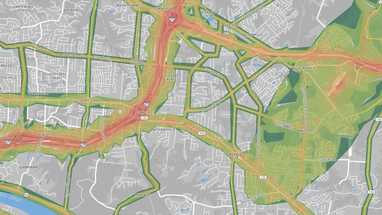 45245, OH Map of Noise Levels in 45245