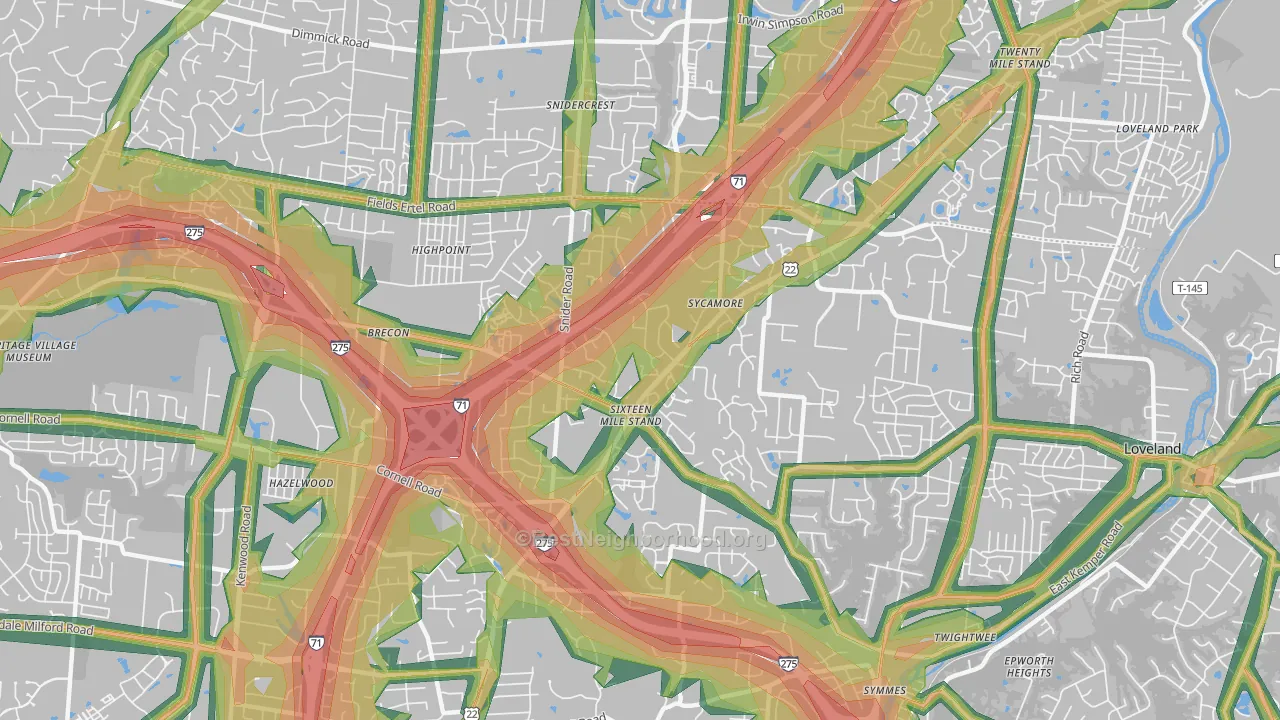 45249, OH Map of Noise Levels in 45249