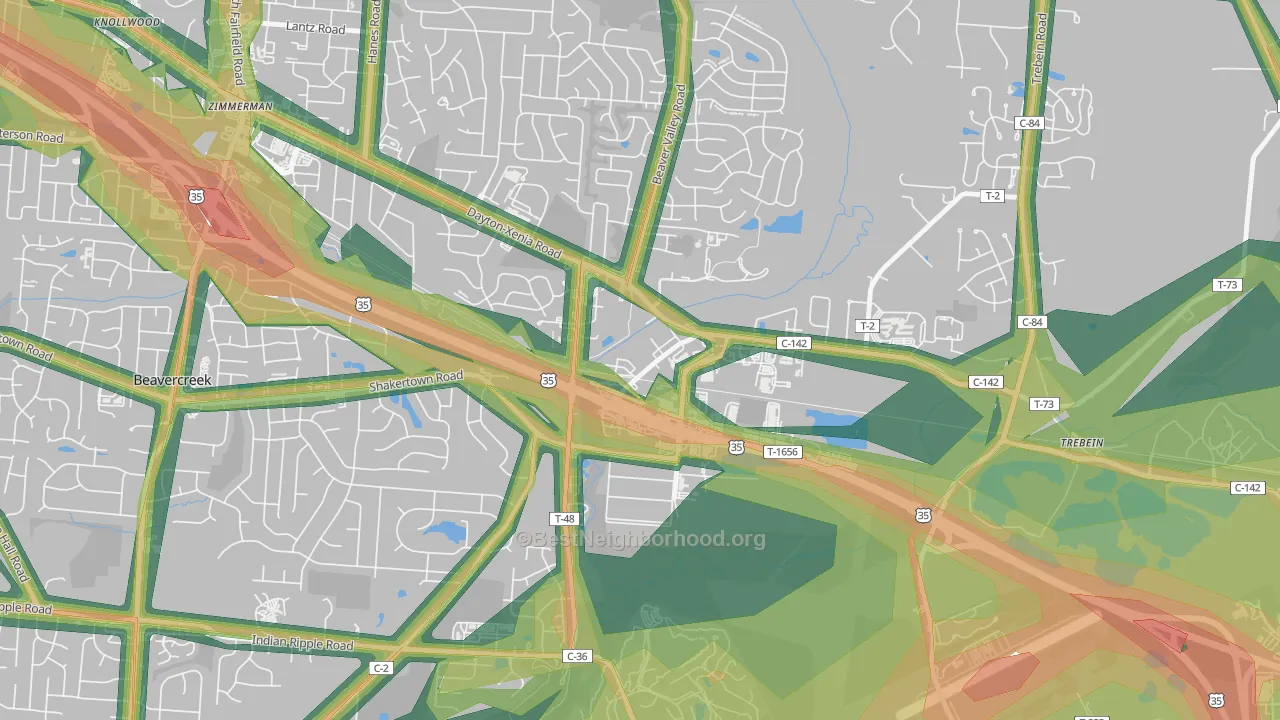 45301, OH Map of Noise Levels in 45301