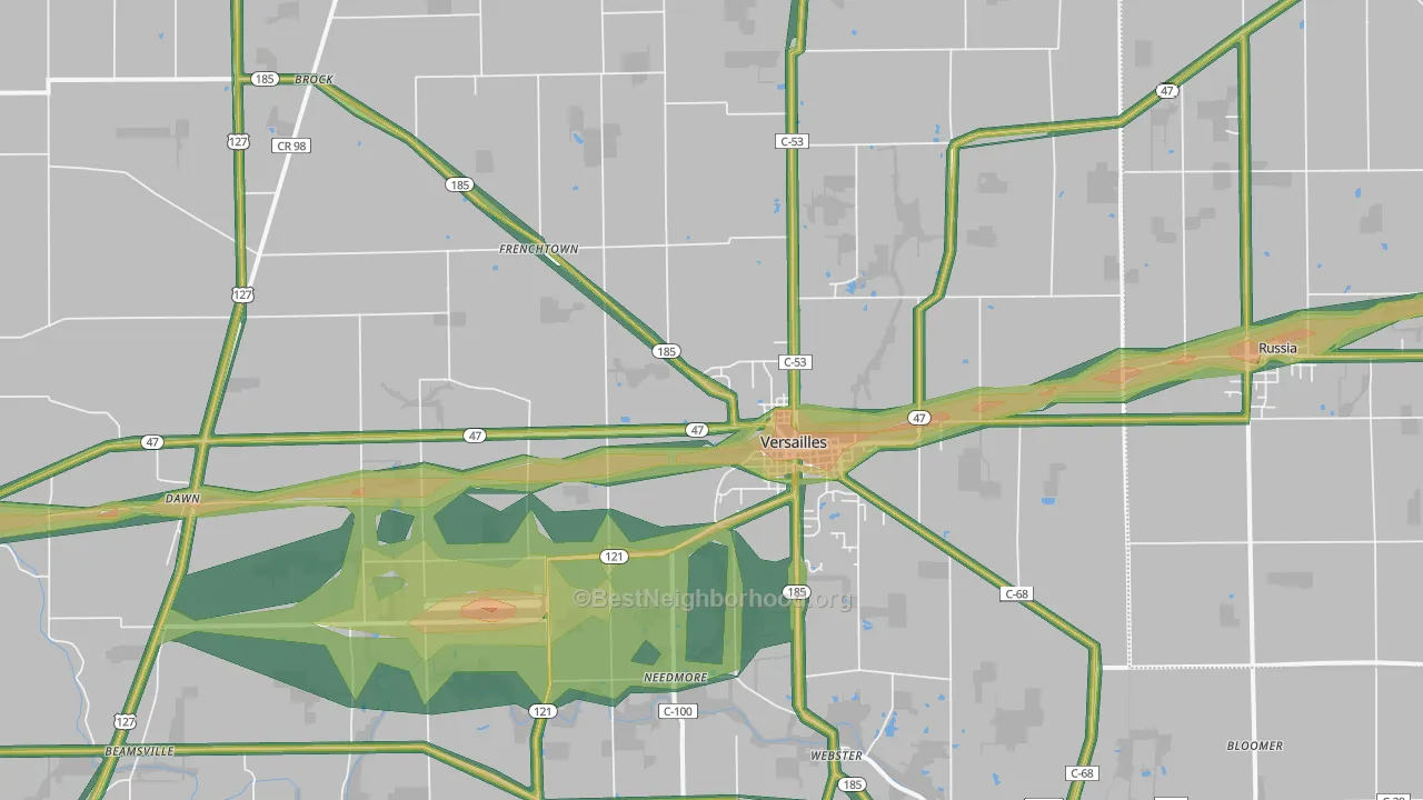 45380, OH Map of Noise Levels in 45380