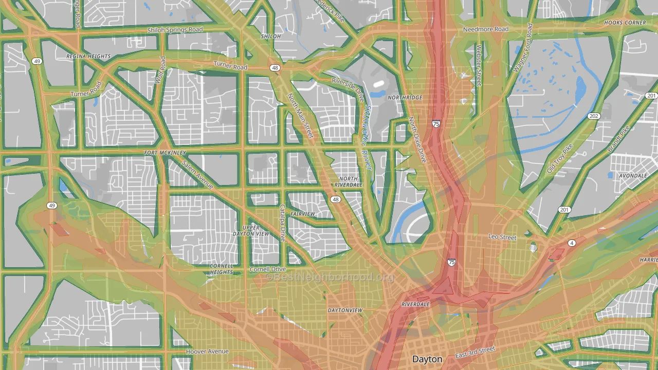 45405, OH Map of Noise Levels in 45405