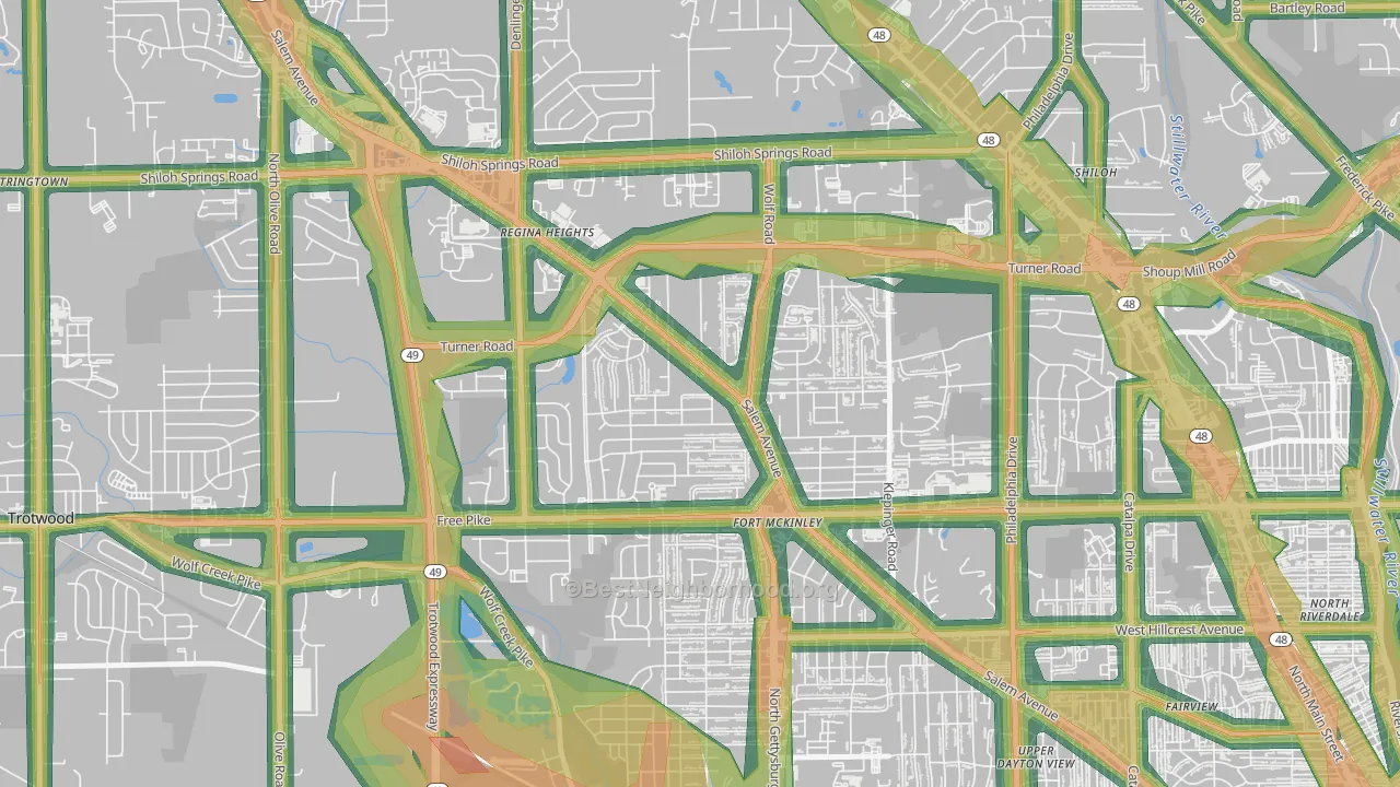 45416, OH Map of Noise Levels in 45416