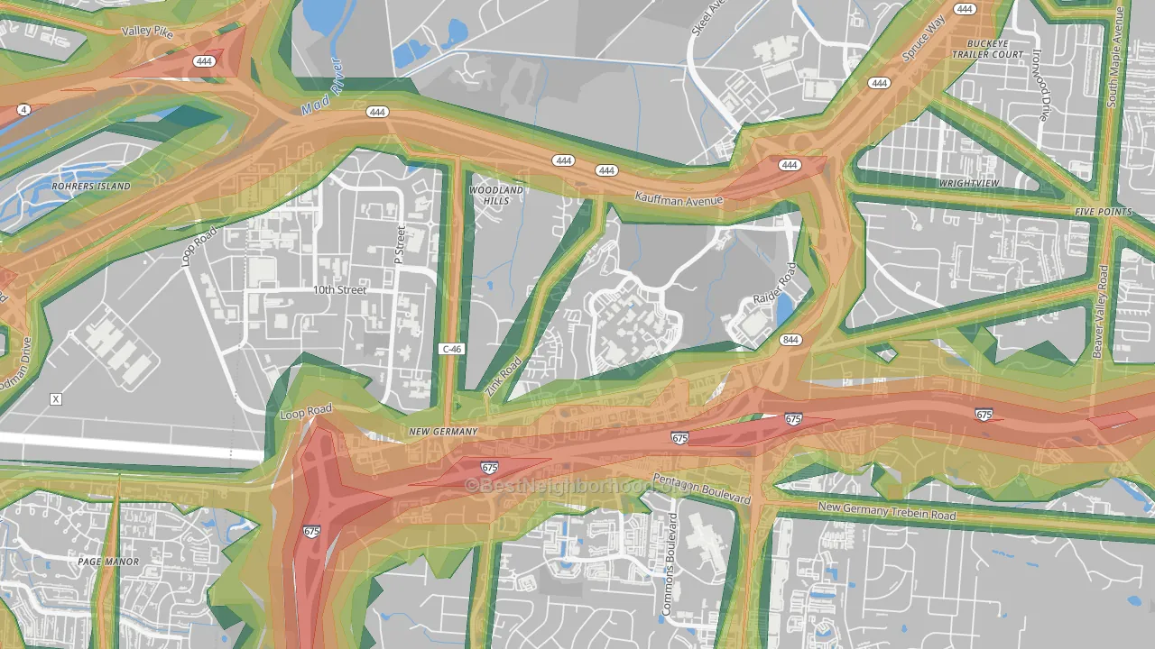 45435, OH Map of Noise Levels in 45435
