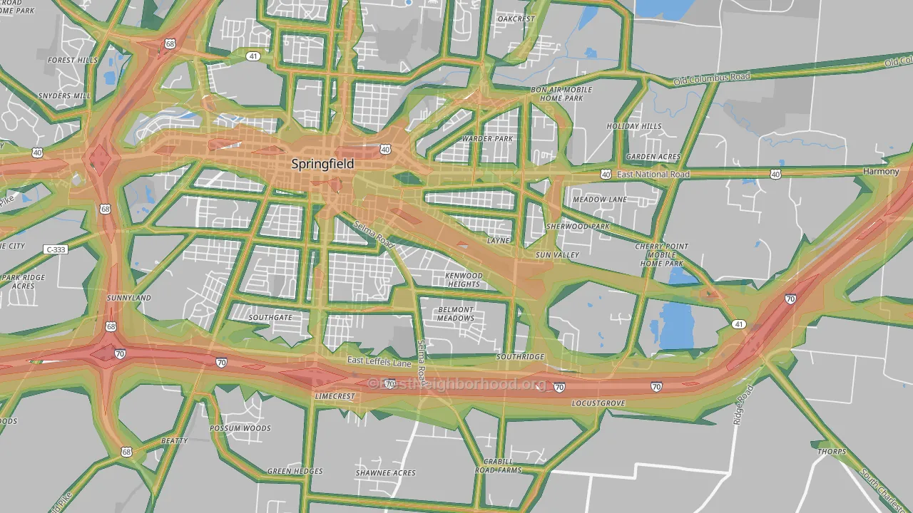 45505, OH Map of Noise Levels in 45505
