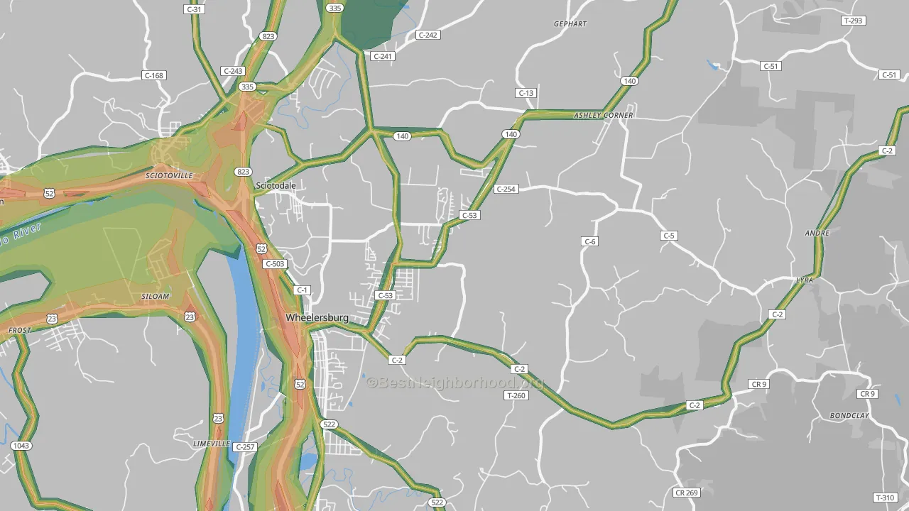 45694, OH Map of Noise Levels in 45694