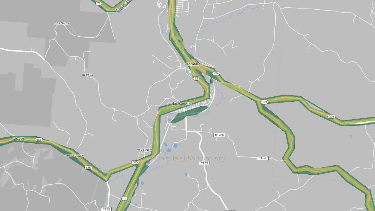 45740, OH Map of Noise Levels in 45740