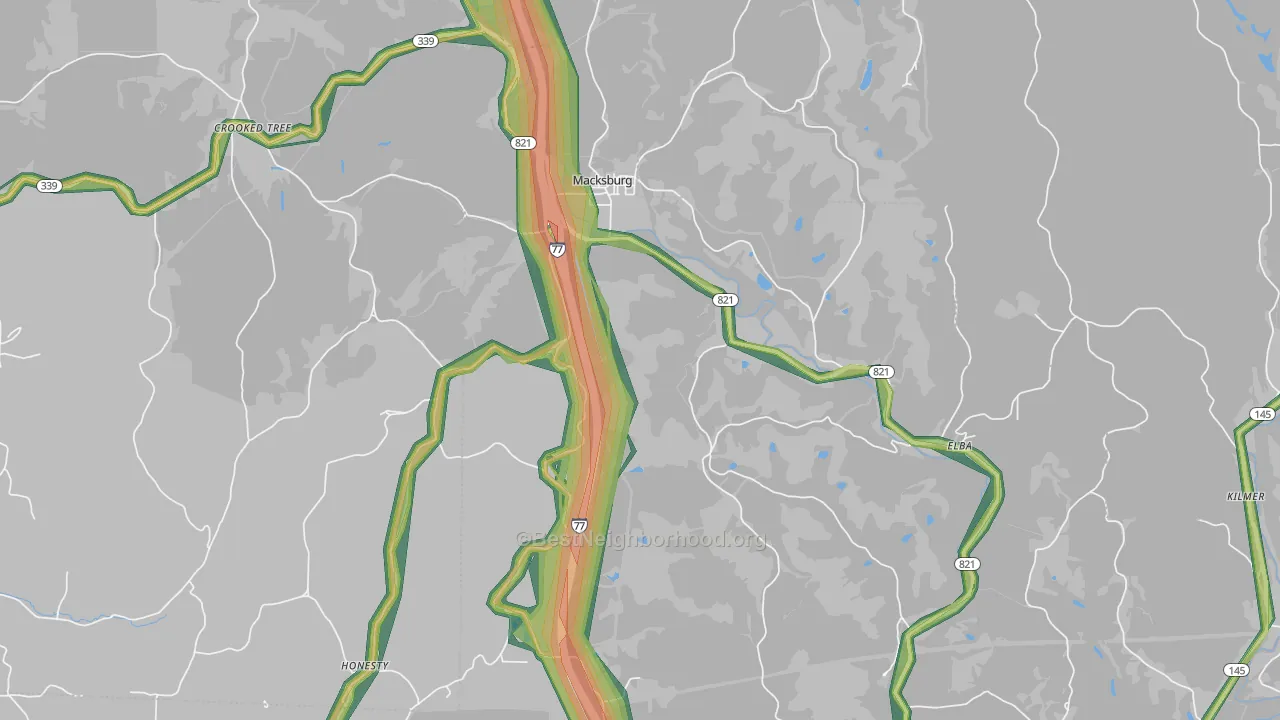 45746, OH Map of Noise Levels in 45746