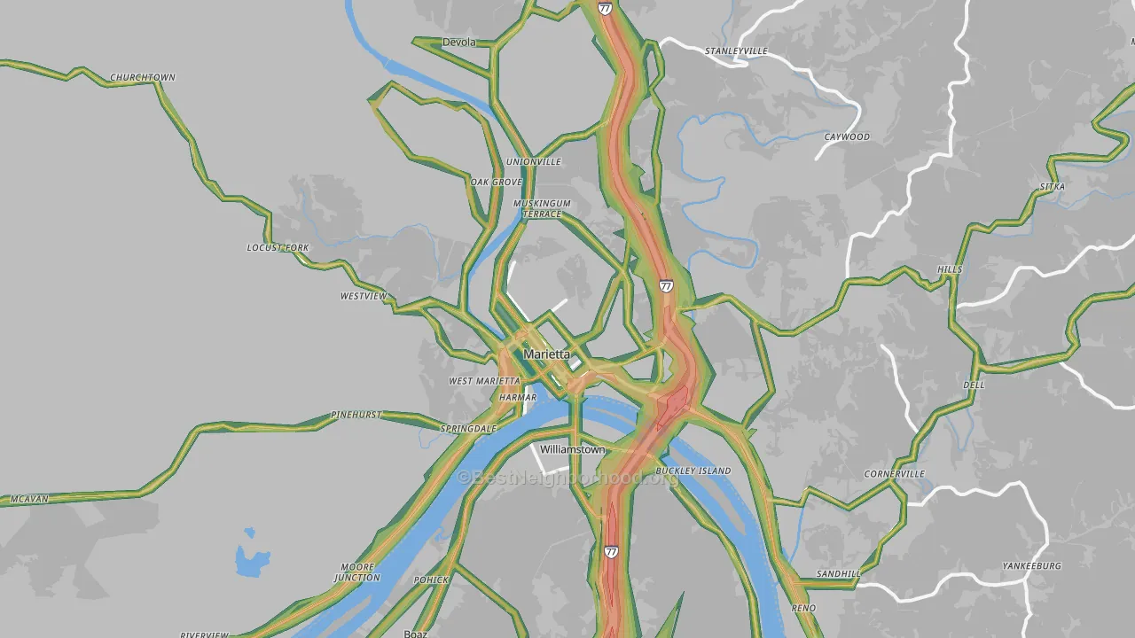 45750, OH Map of Noise Levels in 45750