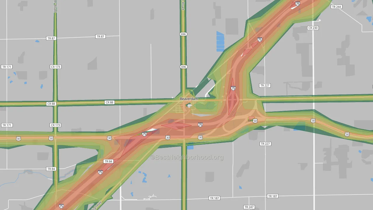 45808, OH Map of Noise Levels in 45808