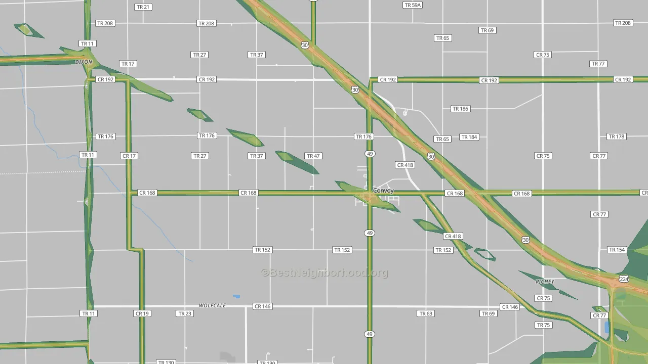 45832, OH Map of Noise Levels in 45832