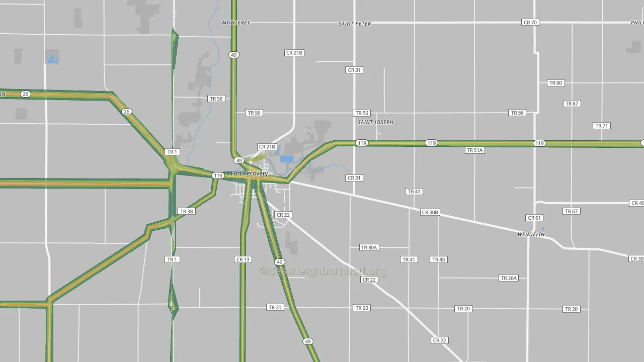 45846, OH Map of Noise Levels in 45846