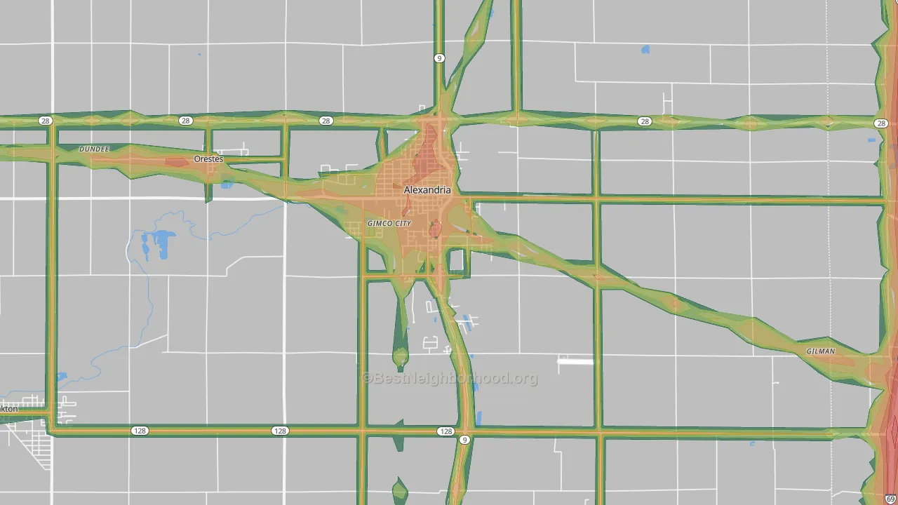 46001, IN Map of Noise Levels in 46001