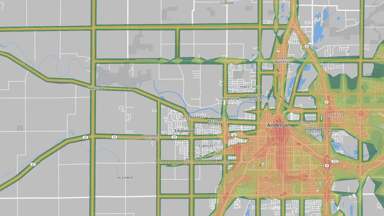 46011, IN Map of Noise Levels in 46011