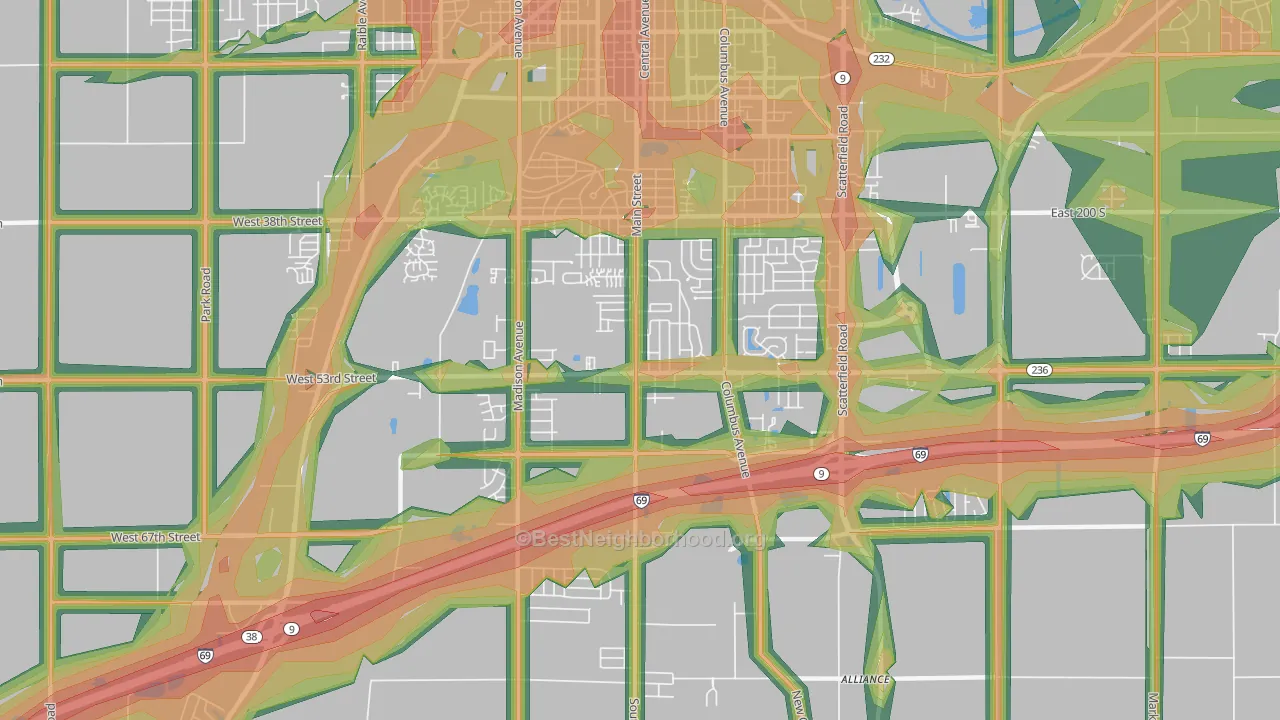 46013, IN Map of Noise Levels in 46013