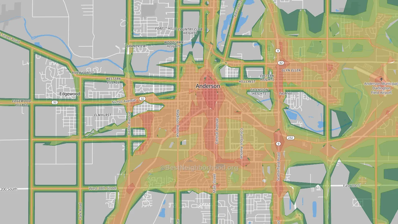 46016, IN Map of Noise Levels in 46016