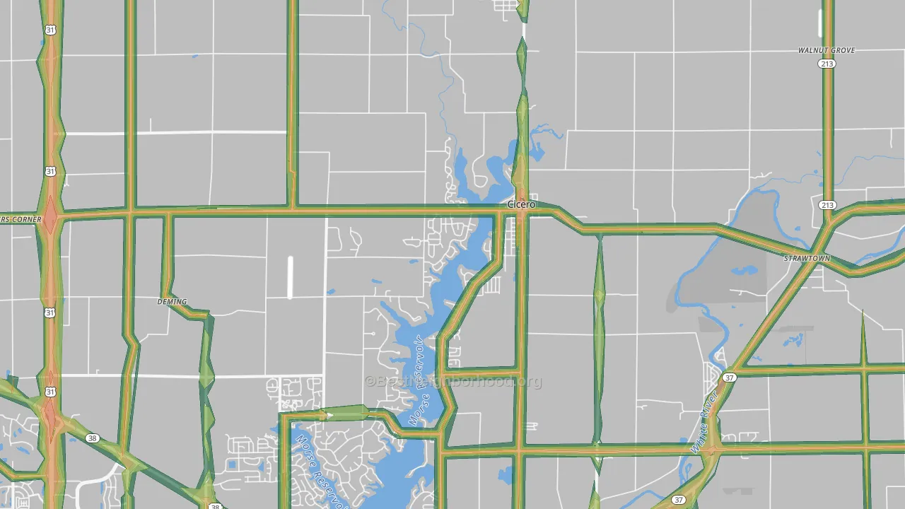46034, IN Map of Noise Levels in 46034