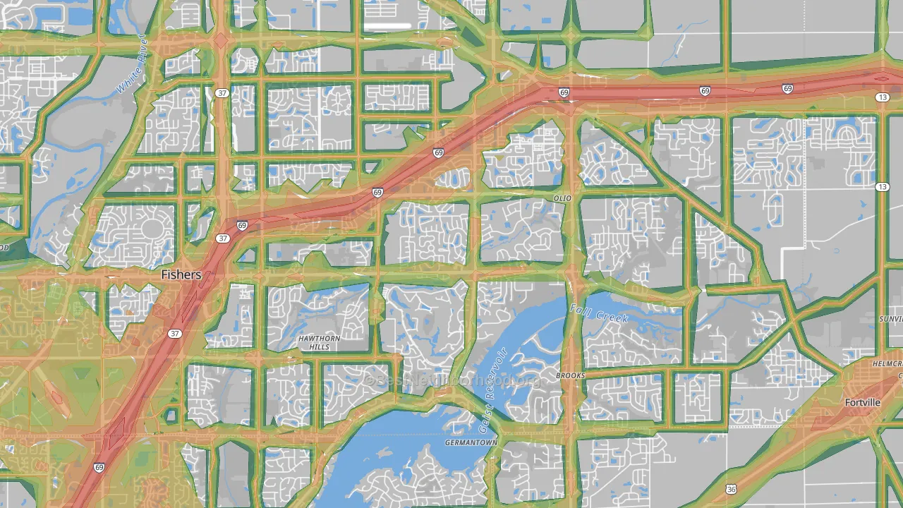 46037, IN Map of Noise Levels in 46037