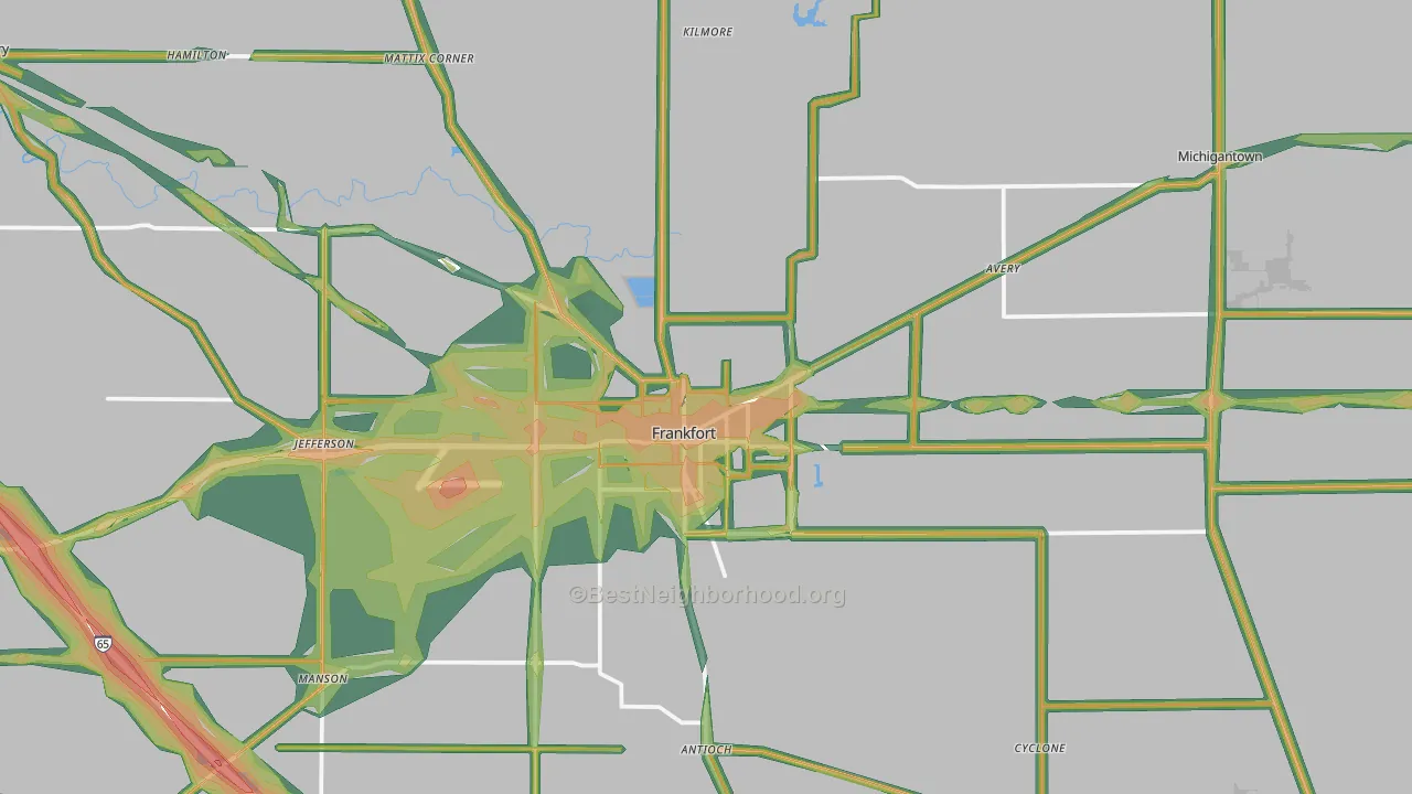 46041, IN Map of Noise Levels in 46041