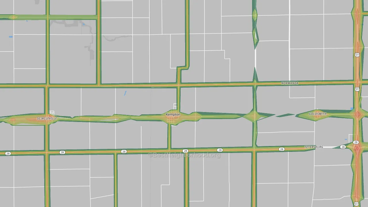 46049, IN Map of Noise Levels in 46049