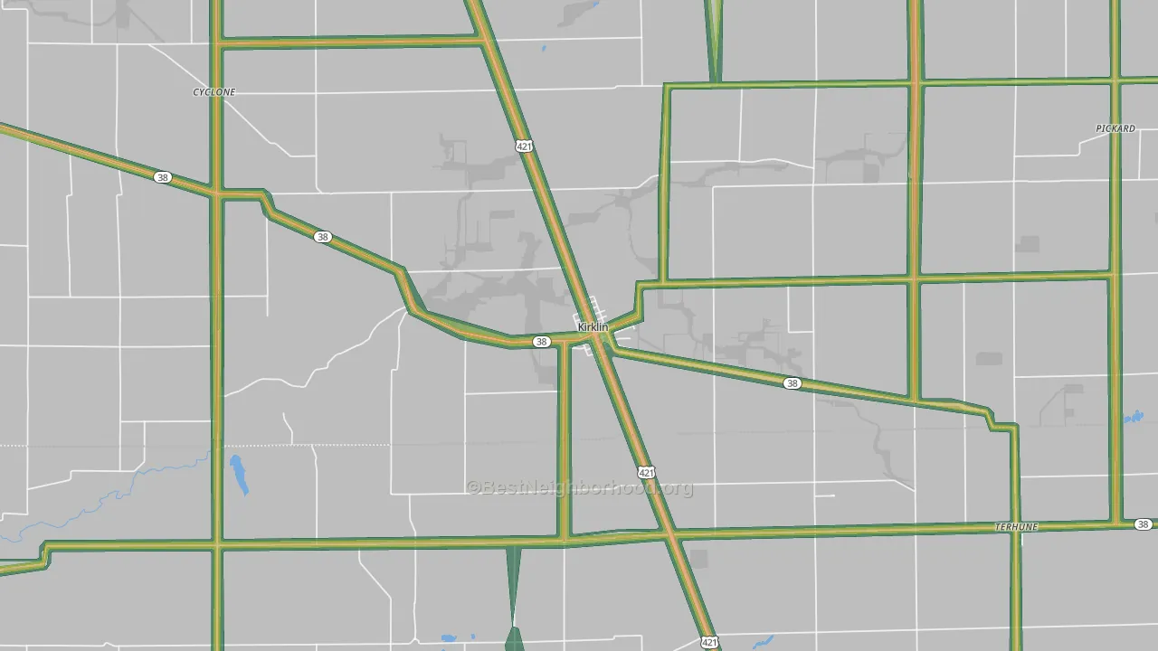 46050, IN Map of Noise Levels in 46050