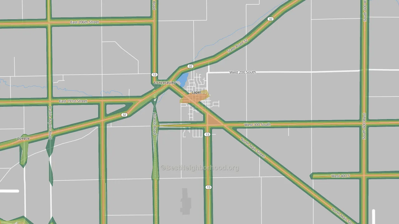46051, IN Map of Noise Levels in 46051