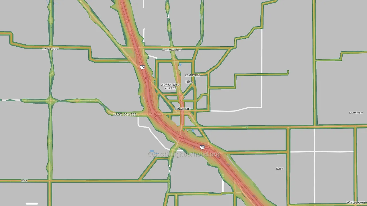 46052, IN Map of Noise Levels in 46052