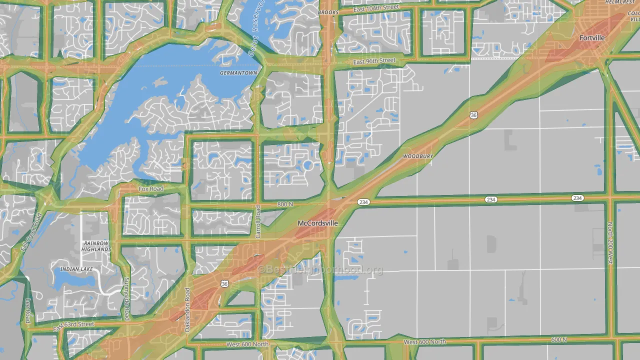 46055, IN Map of Noise Levels in 46055