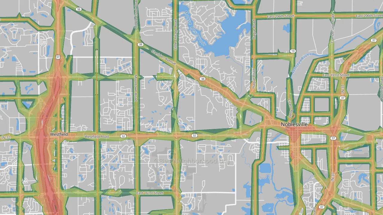 46062, IN Map of Noise Levels in 46062