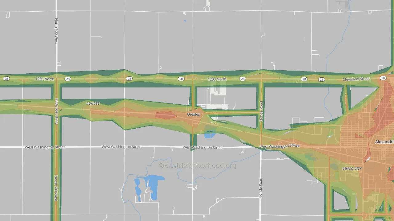 46063, IN Map of Noise Levels in 46063