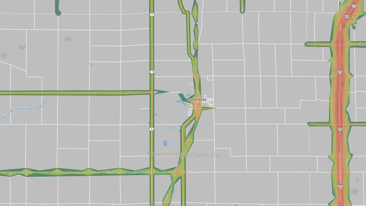 46070, IN Map of Noise Levels in 46070