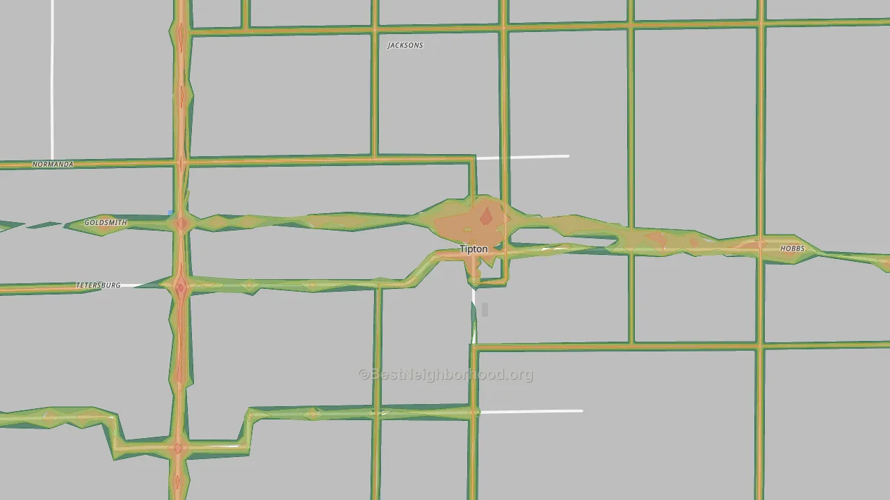 46072, IN Map of Noise Levels in 46072