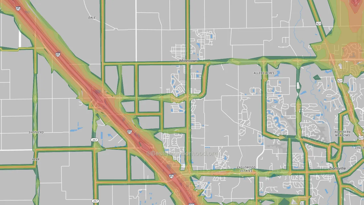 46075, IN Map of Noise Levels in 46075