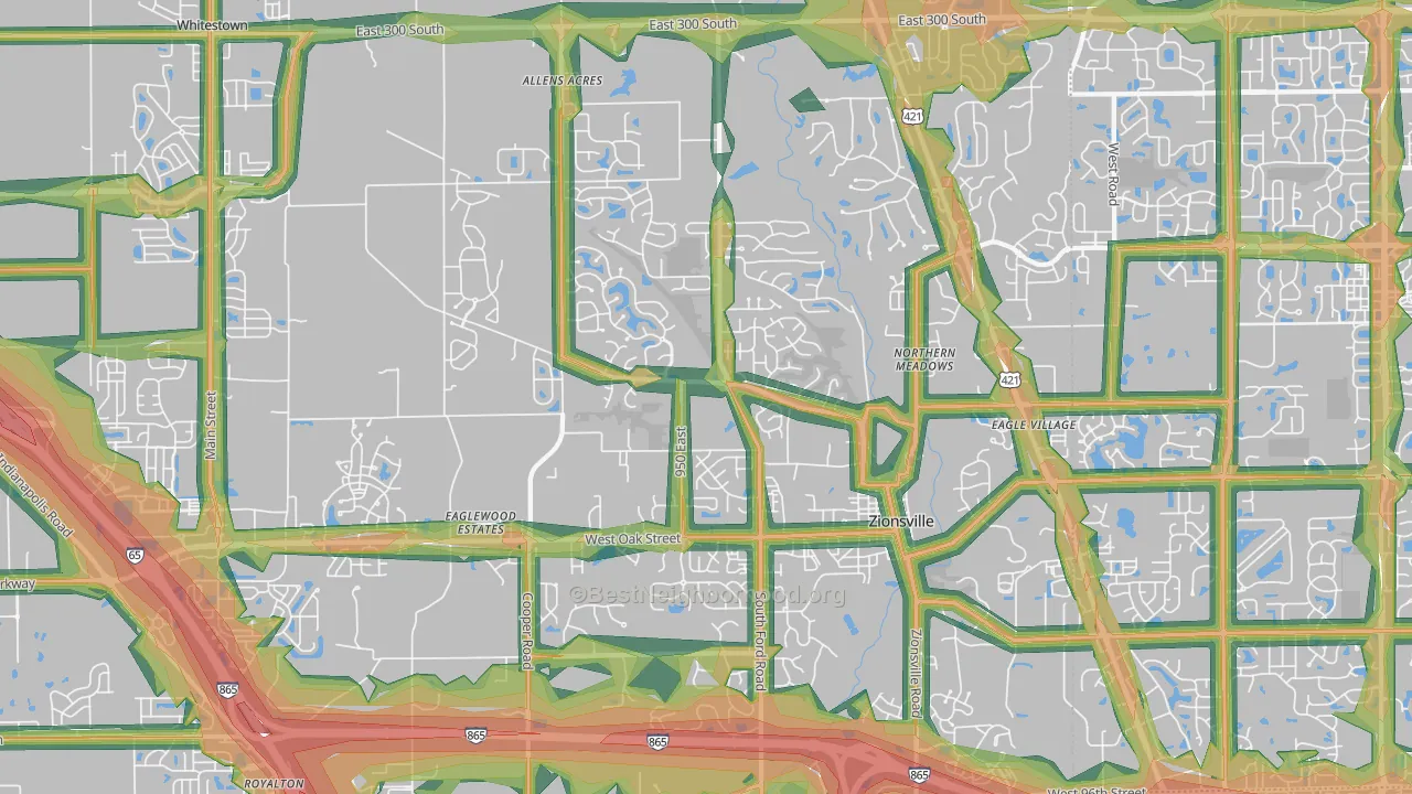 46077, IN Map of Noise Levels in 46077