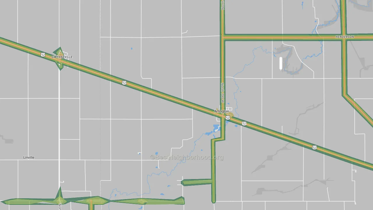 46104, IN Map of Noise Levels in 46104