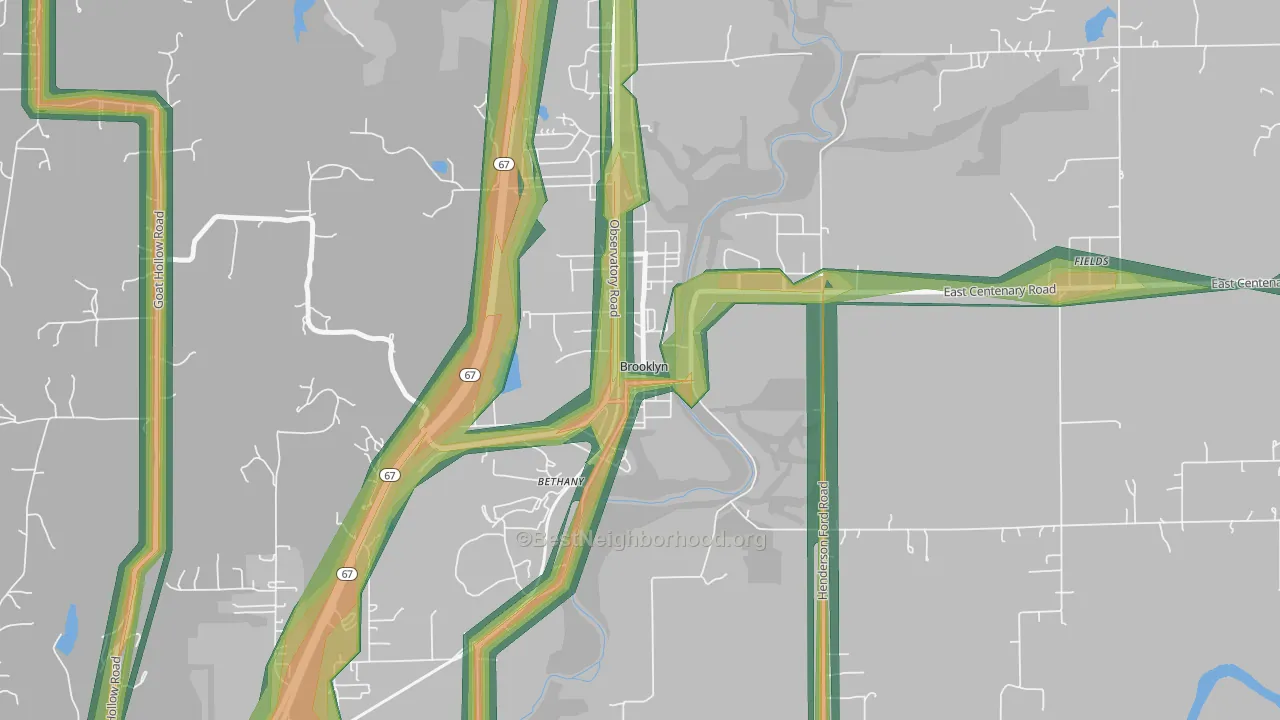 46111, IN Map of Noise Levels in 46111