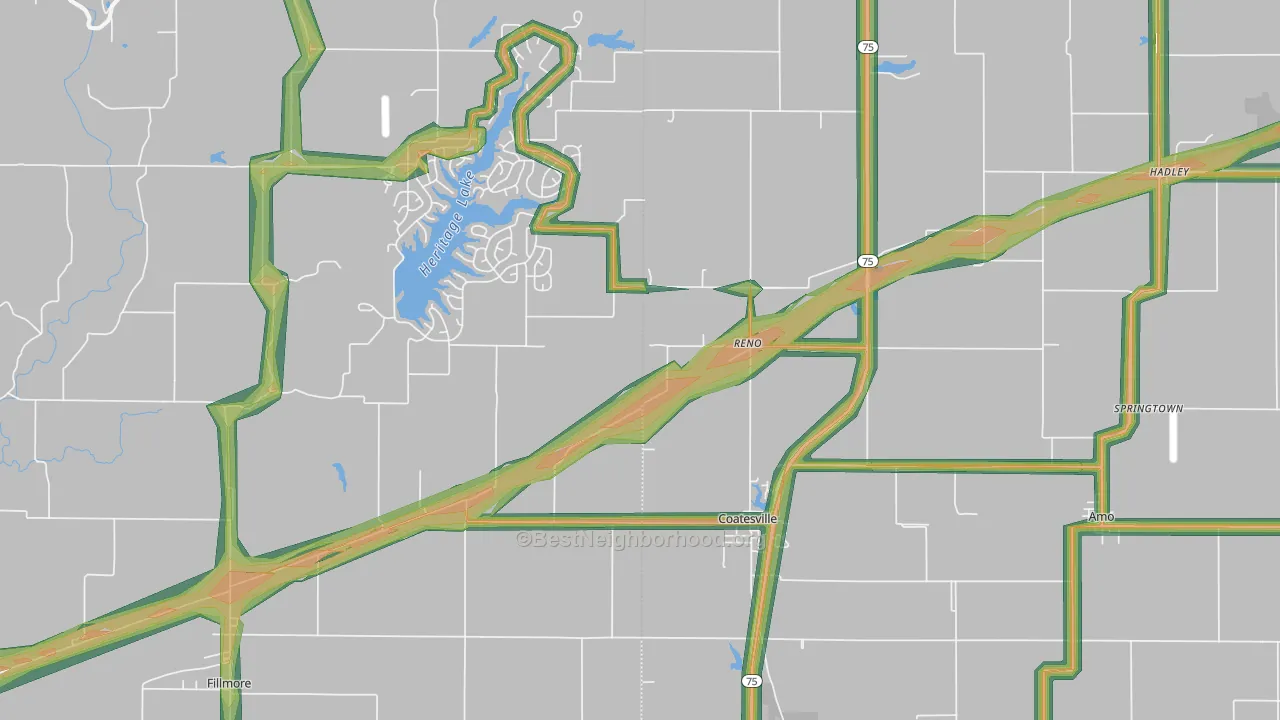 46121, IN Map of Noise Levels in 46121