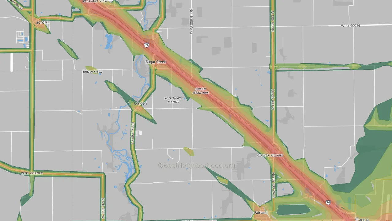 46126, IN Map of Noise Levels in 46126