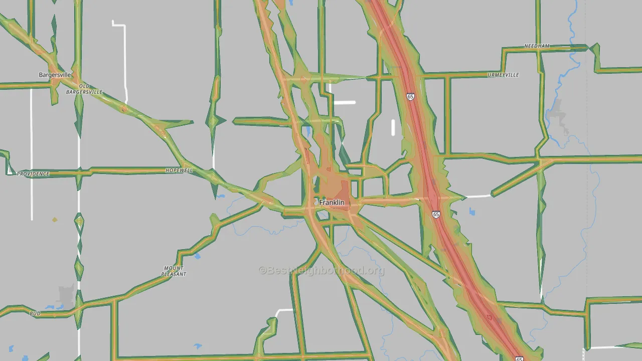 46131, IN Map of Noise Levels in 46131