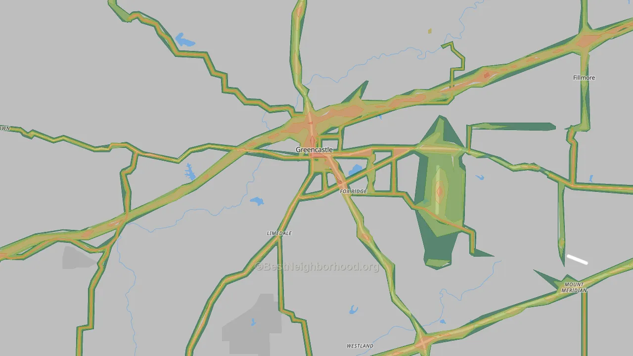 46135, IN Map of Noise Levels in 46135