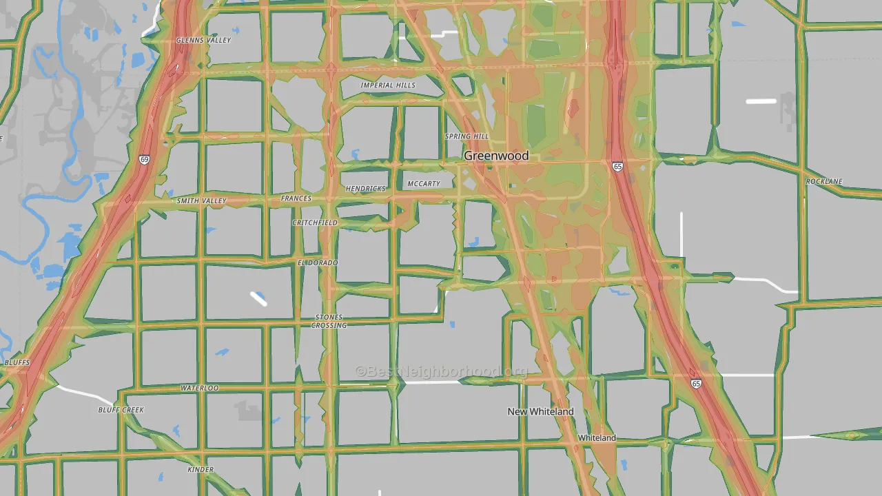 46143, IN Map of Noise Levels in 46143