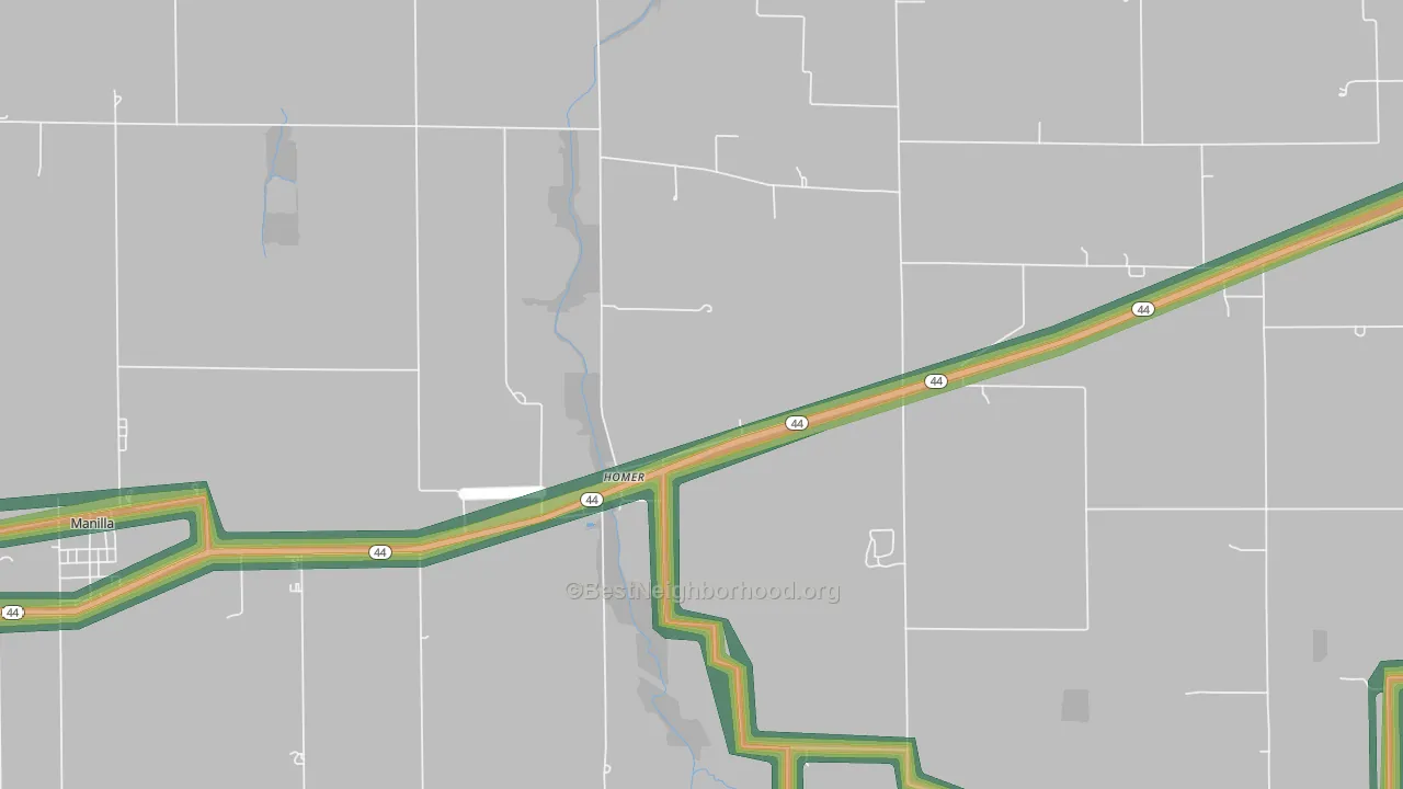 46146, IN Map of Noise Levels in 46146