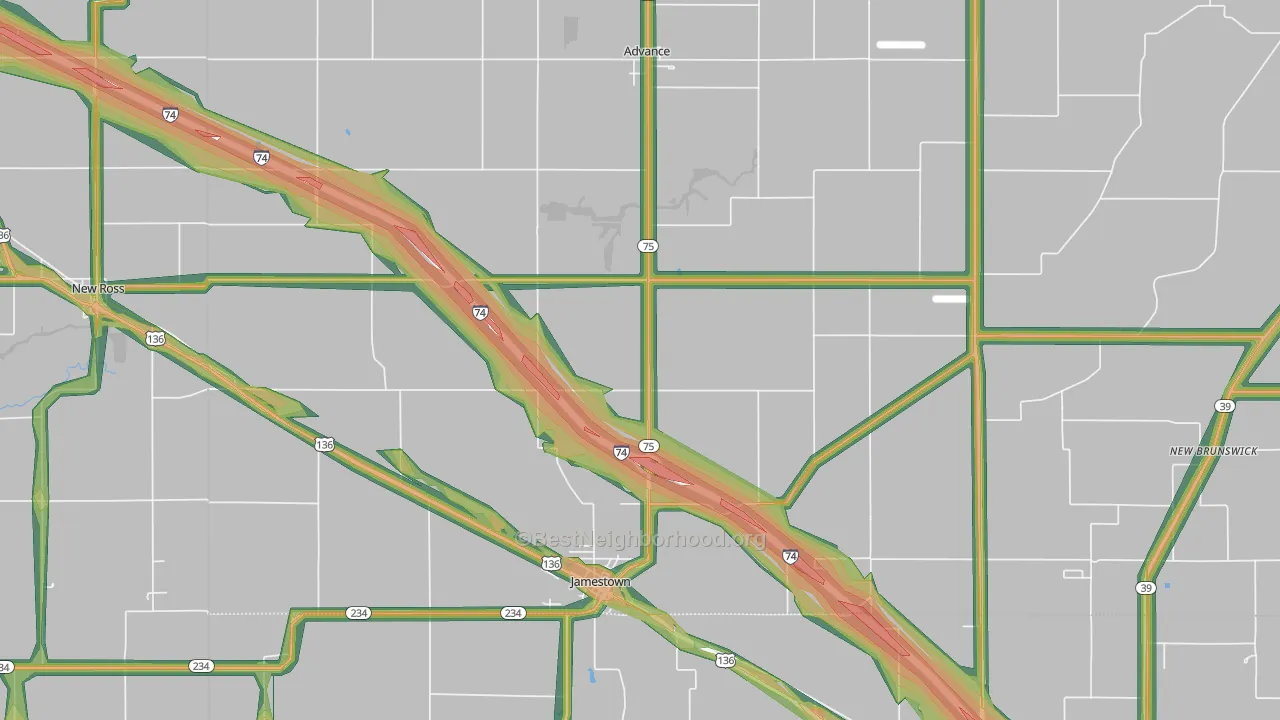 46147, IN Map of Noise Levels in 46147