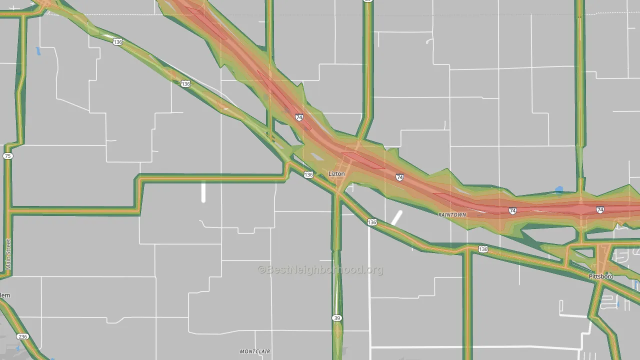 46149, IN Map of Noise Levels in 46149